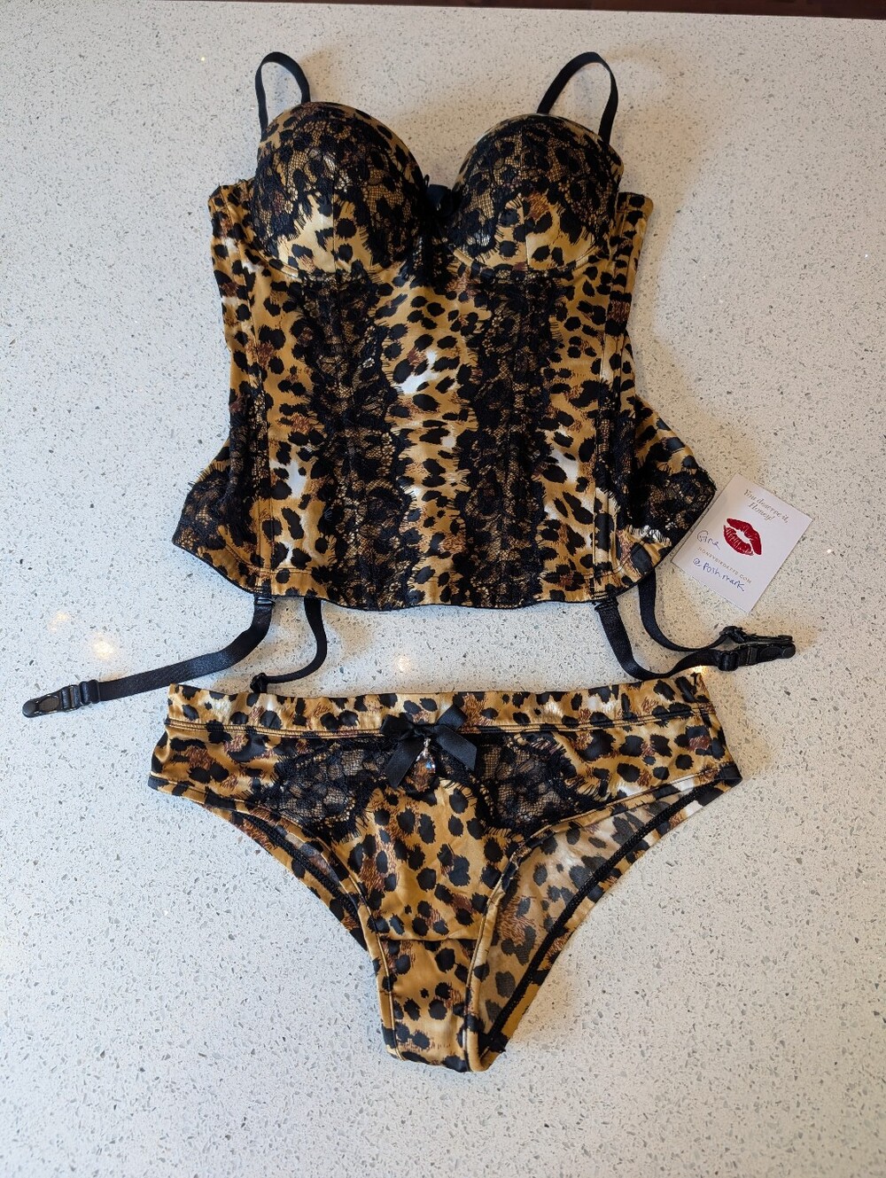 Honey Birdette Bridgette Leopard bustier 34C and brief S